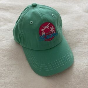 Mint Green Baseball Cap with Pink & Blue Embroidery